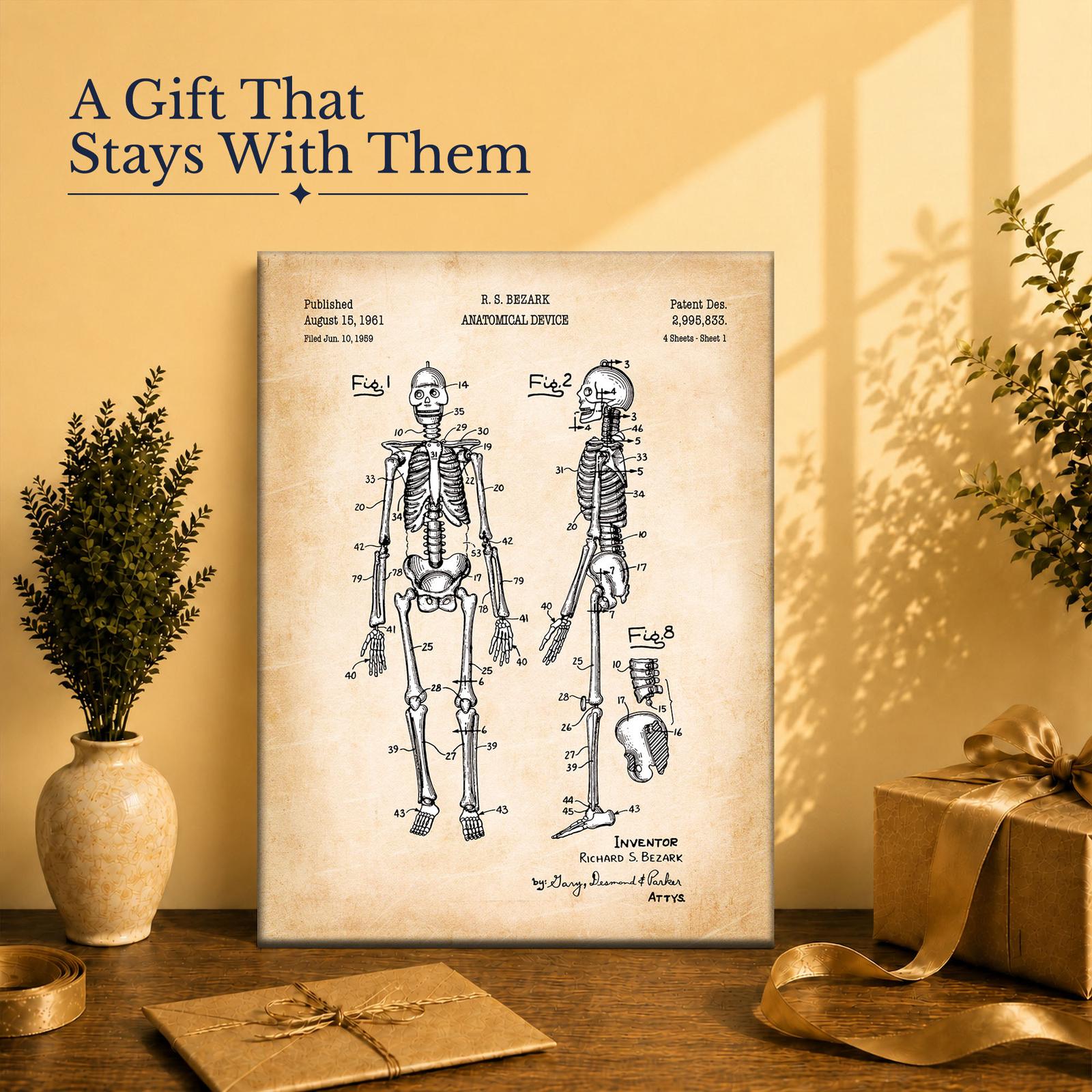 C2547C-2-11x14-1 Human skeleton patent print gift for a nursing student or science collector
