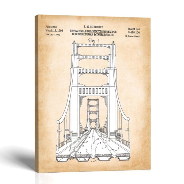 Bridge engineering patent canvas print by Crossroads Home Decor