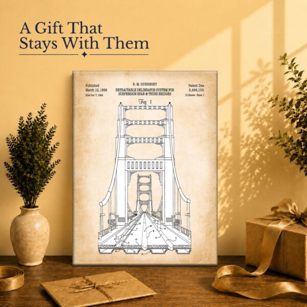 Bridge engineering patent canvas print gift for an engineer or architect