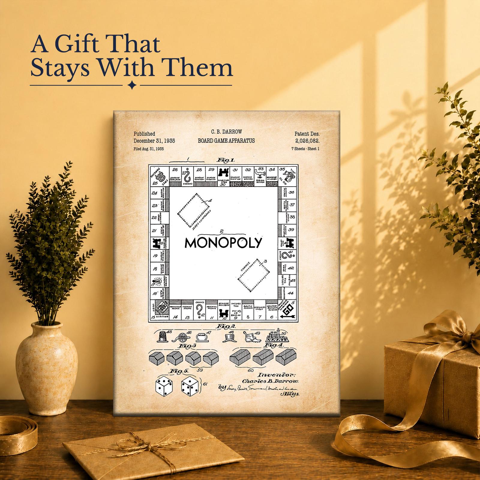 Monopoly wall art gift for a board game fan