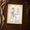 Hiking backpack patent print - close-up of the 1922 pack board drawing