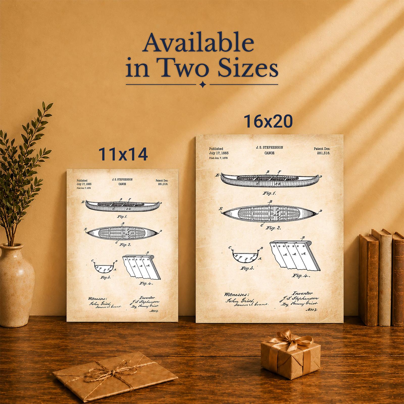 Wooden hull canoe canvas print - Made in USA family-owned wall art