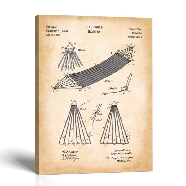 Hammock patent canvas print - vintage cord hammock wall art by Crossroads Home Decor