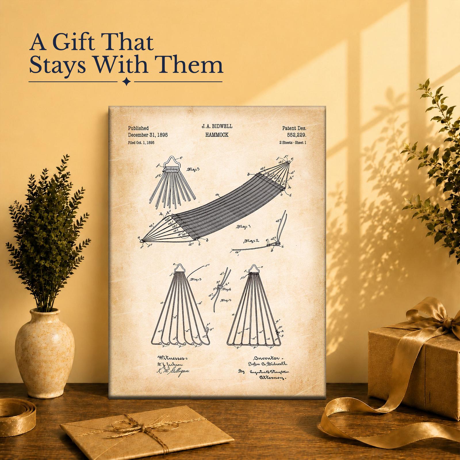 Hammock canvas print gift for a porch or lake house