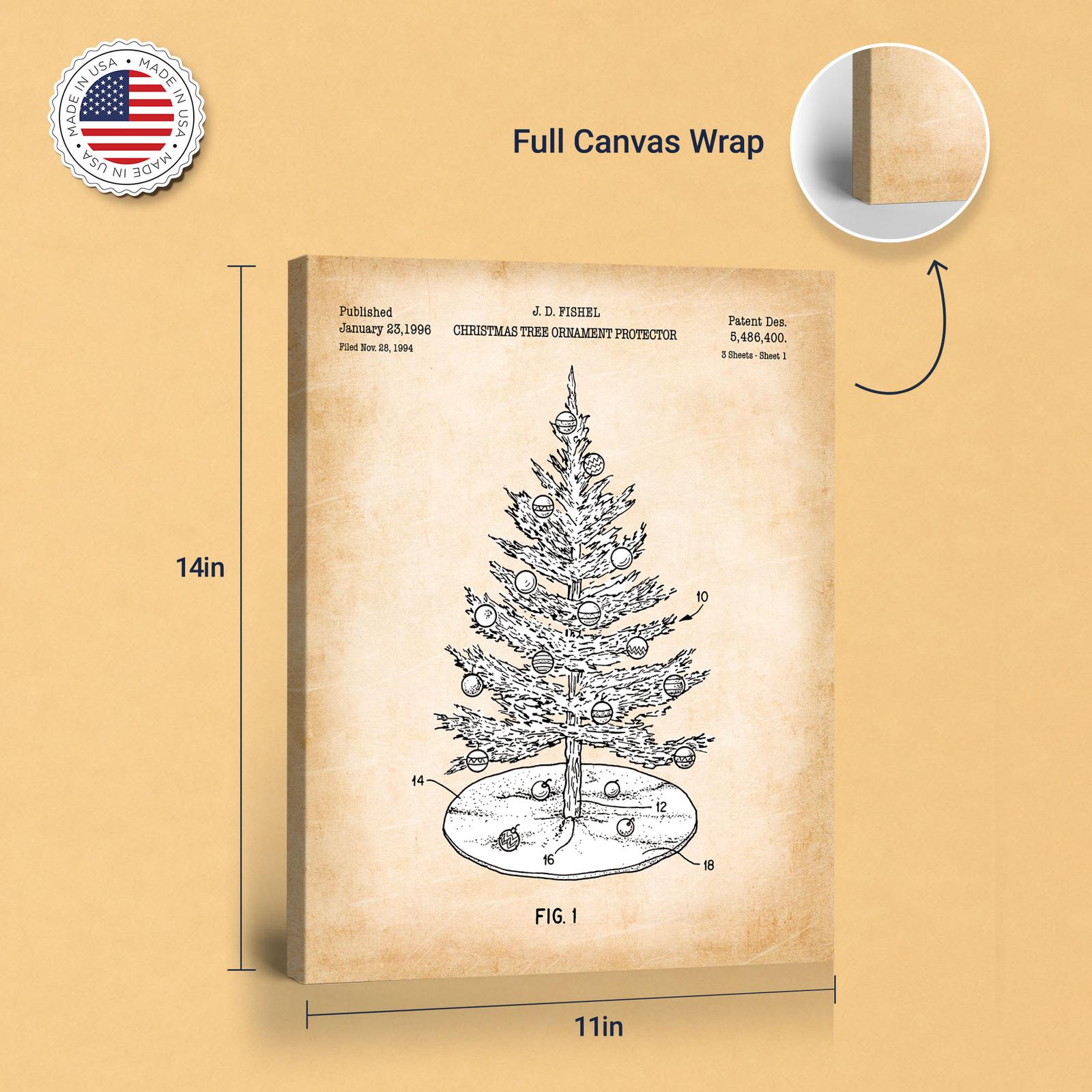 Christmas Tree patent canvas print - gallery wrapped canvas edge detail