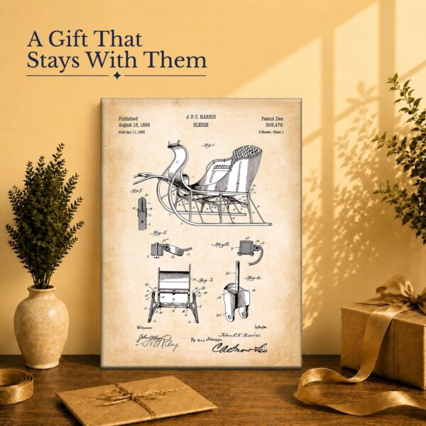 Sleigh canvas print gift for a lover of antique design