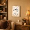 Sleigh patent canvas wall art displayed in an entryway or den