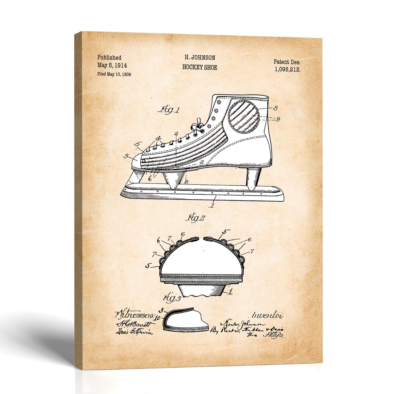 Hockey shoe patent canvas print by Crossroads Home Decor