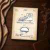 Hockey shoe patent drawing canvas print closeup, hockey wall art