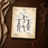 Antique corkscrew patent drawing canvas print - vintage bar tool decor