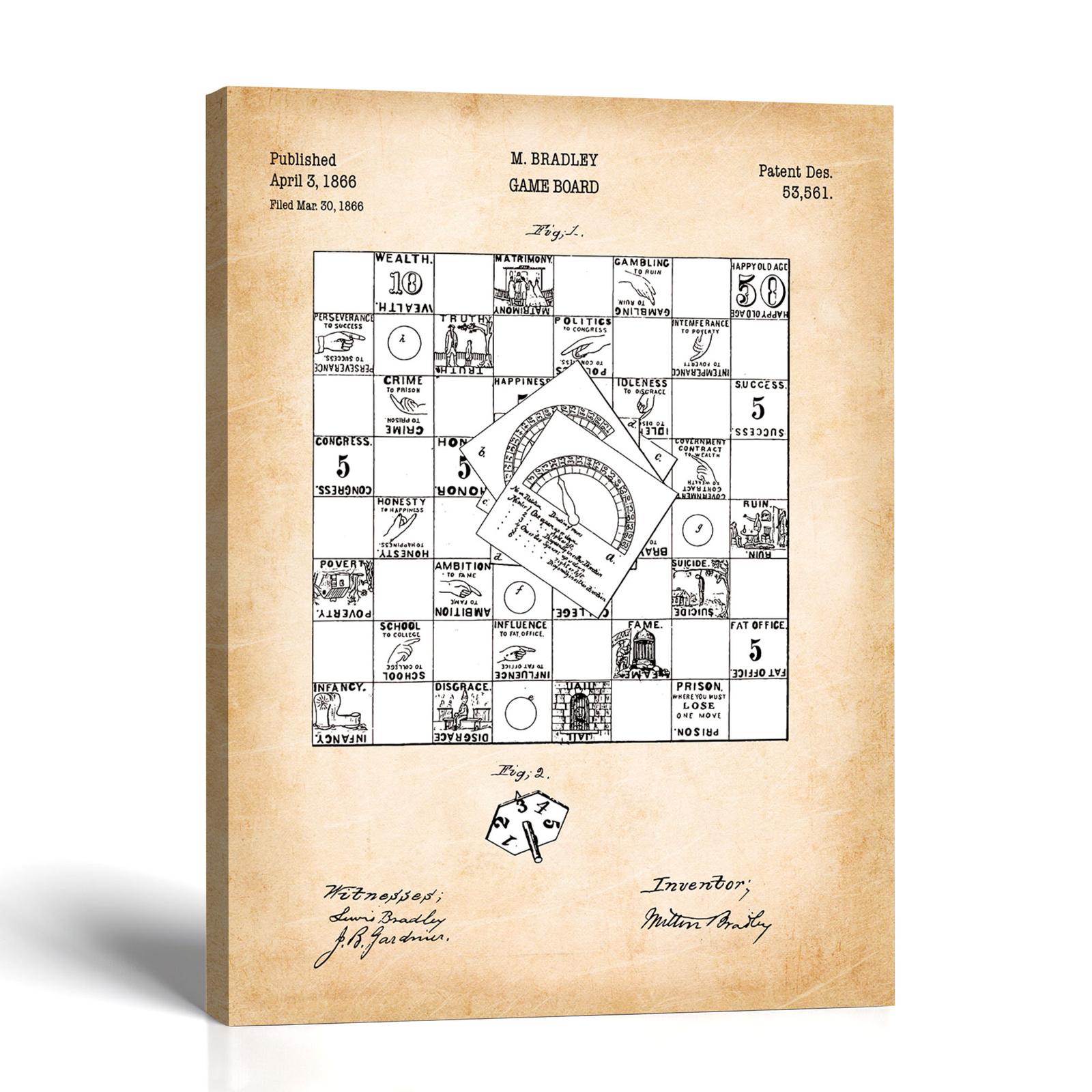1866 board game patent canvas print by Crossroads Home Decor