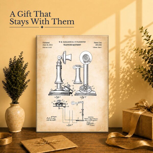 Vintage Telephone Patent Print Gift - Canvas Print for Telephone Collectors