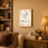 Pinball machine patent print canvas wall art displayed in a game room