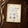 Rubik's Cube patent print close-up - corner, edge and centre pieces and the six-armed core