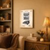 Antique Typewriter Wall Art Canvas Displayed in a Home Office
