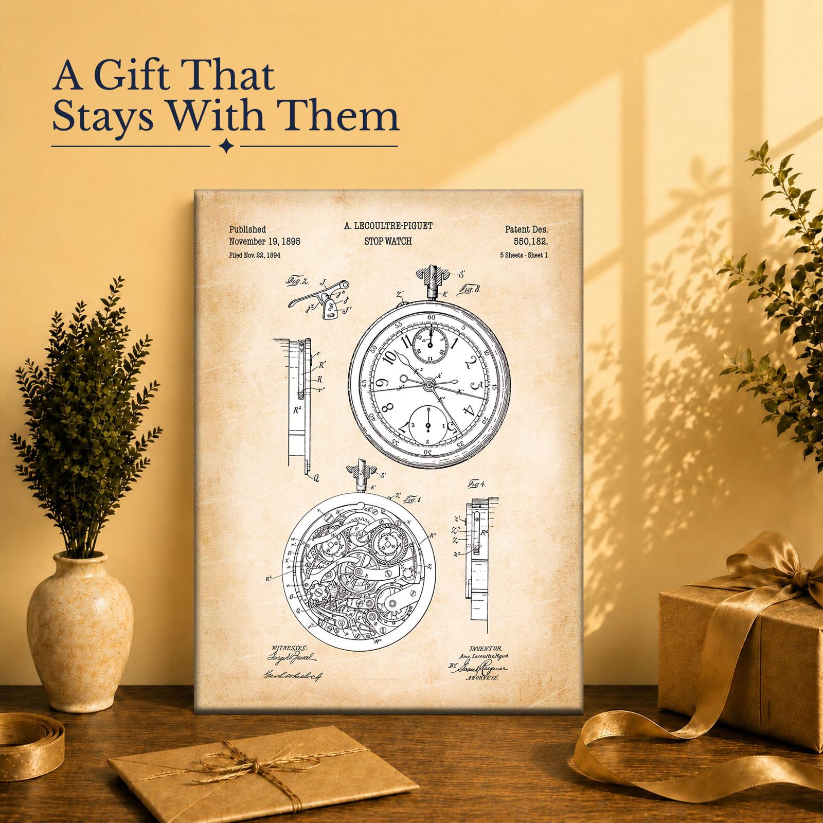 Pocket Watch Patent Canvas Print Gift - Canvas Print for Watch Collectors