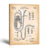 Baritone horn patent print canvas print - 1888 brass instrument patent by Crossroads Home Decor