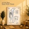 Baritone horn patent gift - canvas print for a brass band player