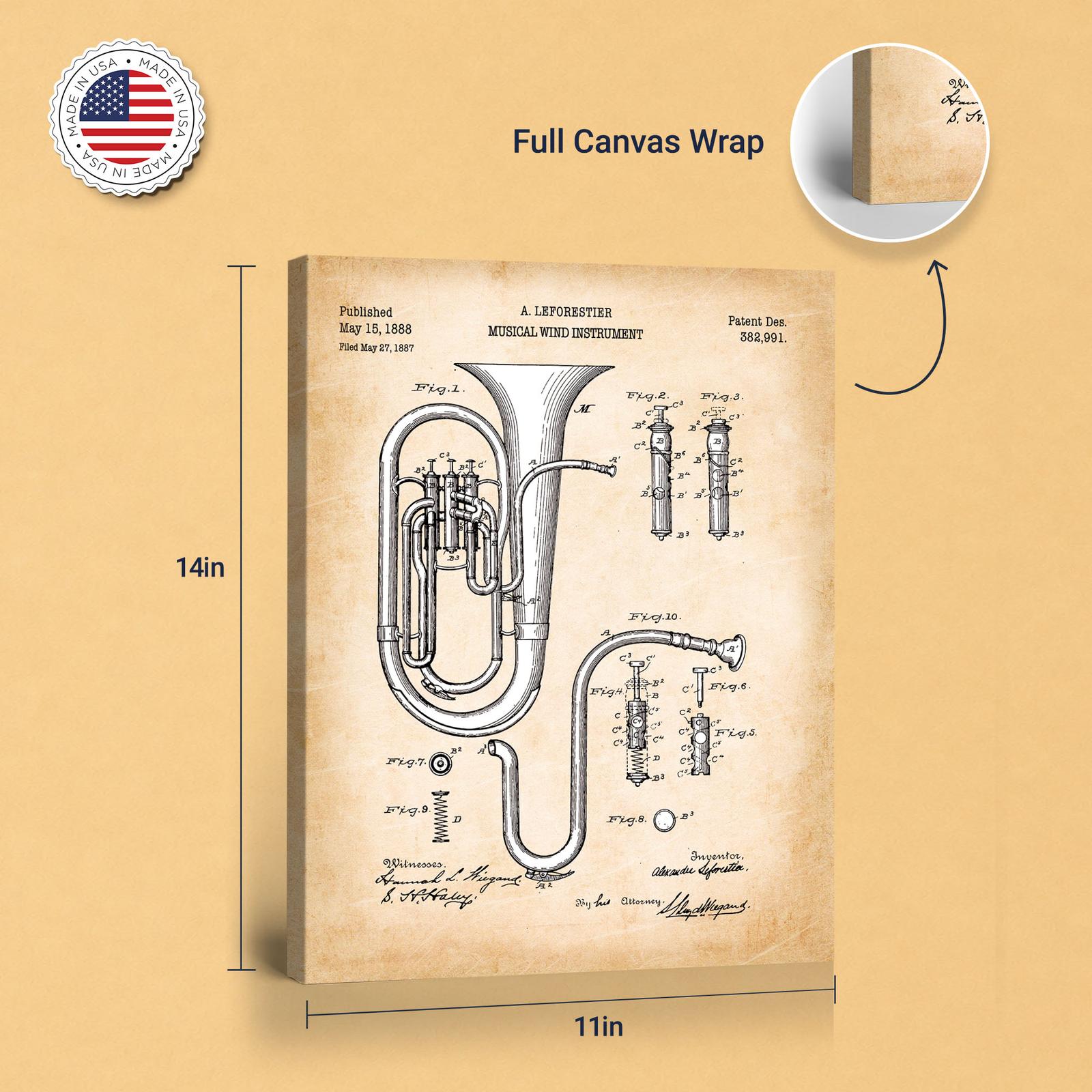 Baritone horn canvas print - gallery wrapped canvas edge detail