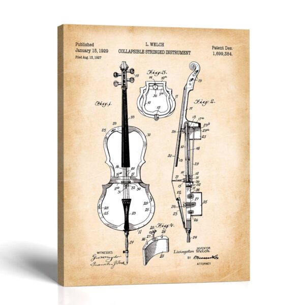 Cello patent print canvas print - 1929 collapsible cello patent by Crossroads Home Decor