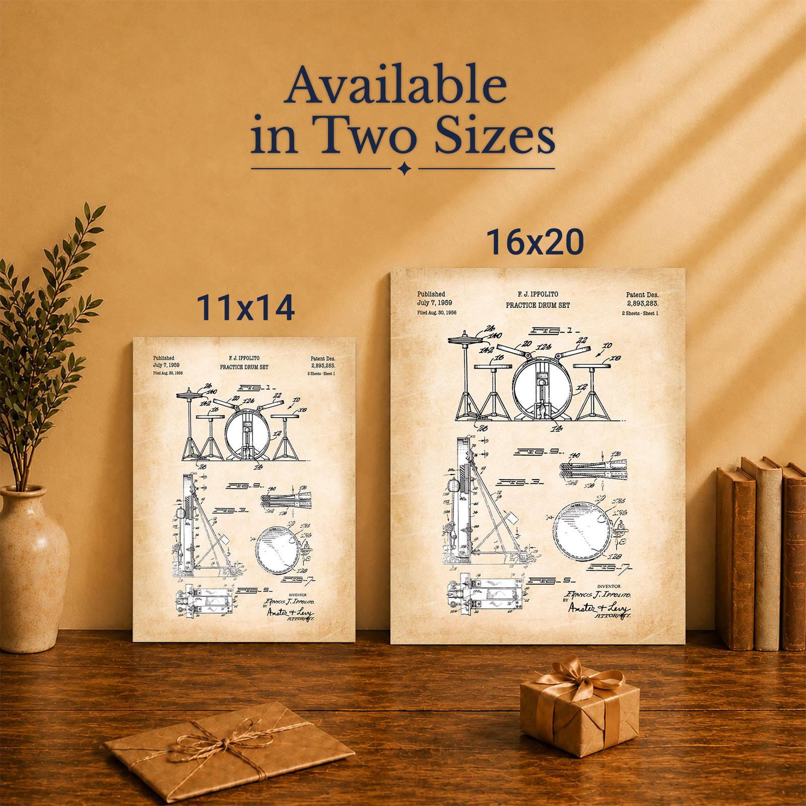 Drum Patent Canvas Print - Made in USA Family-Owned Wall Art