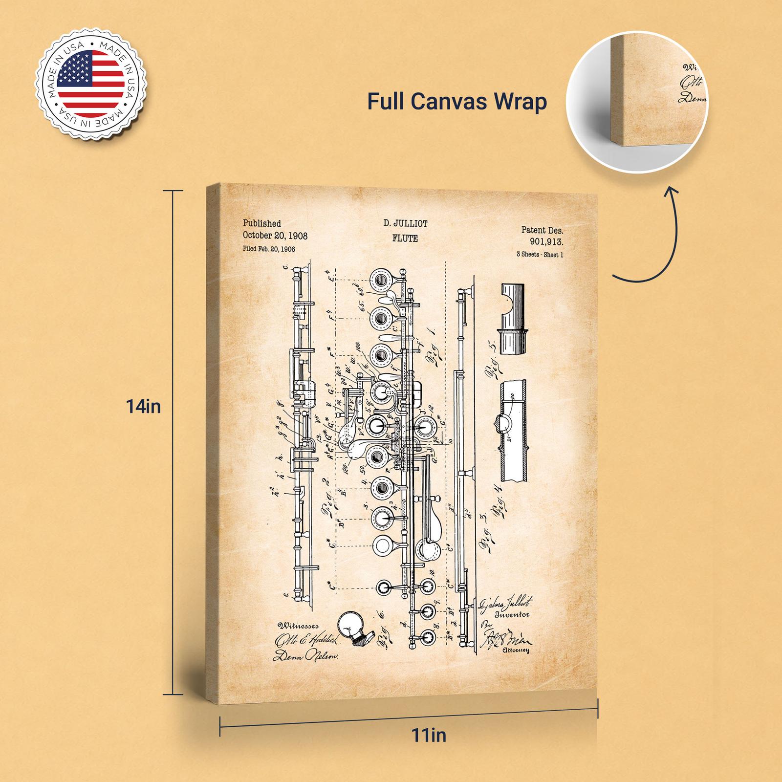 Flute Patent Canvas Print - gallery wrapped canvas edge detail
