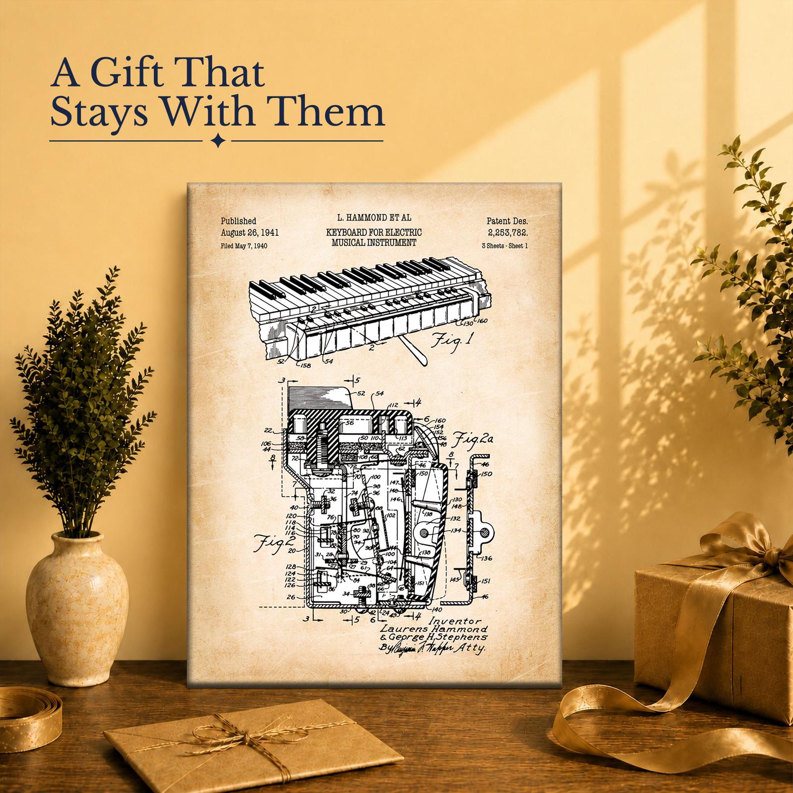 Electric keyboard patent gift - canvas print for a keyboardist