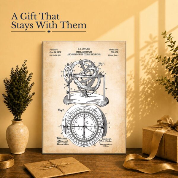 Stellar compass patent print gift for the sailor or navigator in your life