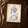 1902 stellar compass patent print - vintage navigation inspirational wall art