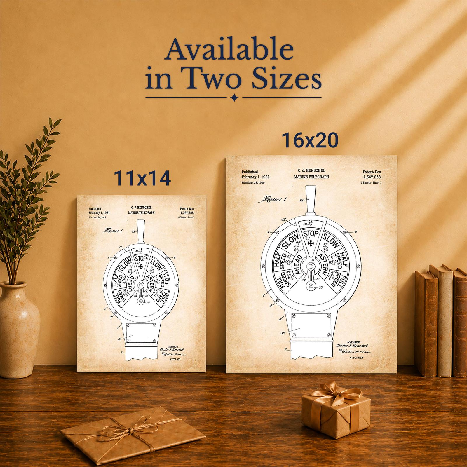 C2601C-5 Marine telegraph patent canvas print - Made in USA family-owned nautical wall art