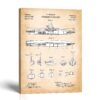 Vintage Submarine Patent Canvas Print - Antique Naval Wall Art by Crossroads Home Decor