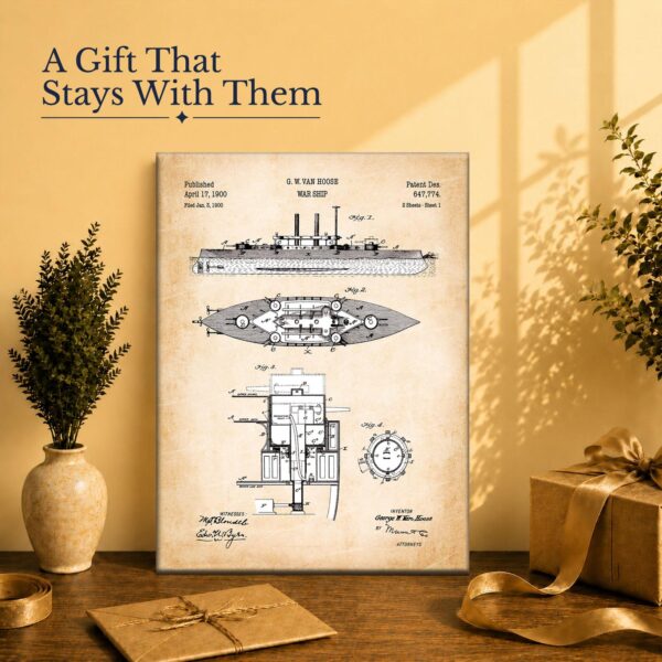 Navy battleship patent canvas print gift for a naval history buff or veteran