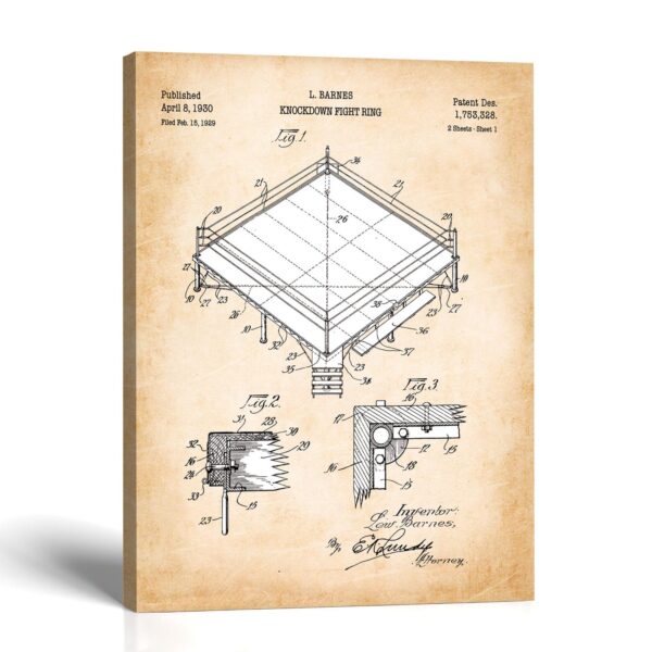 Boxing Ring patent canvas print - Vintage 1930 Blueprint by Crossroads Home Decor