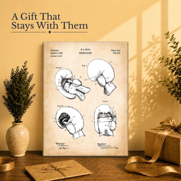Boxing Glove canvas print gift - vintage patent art for a boxing fan