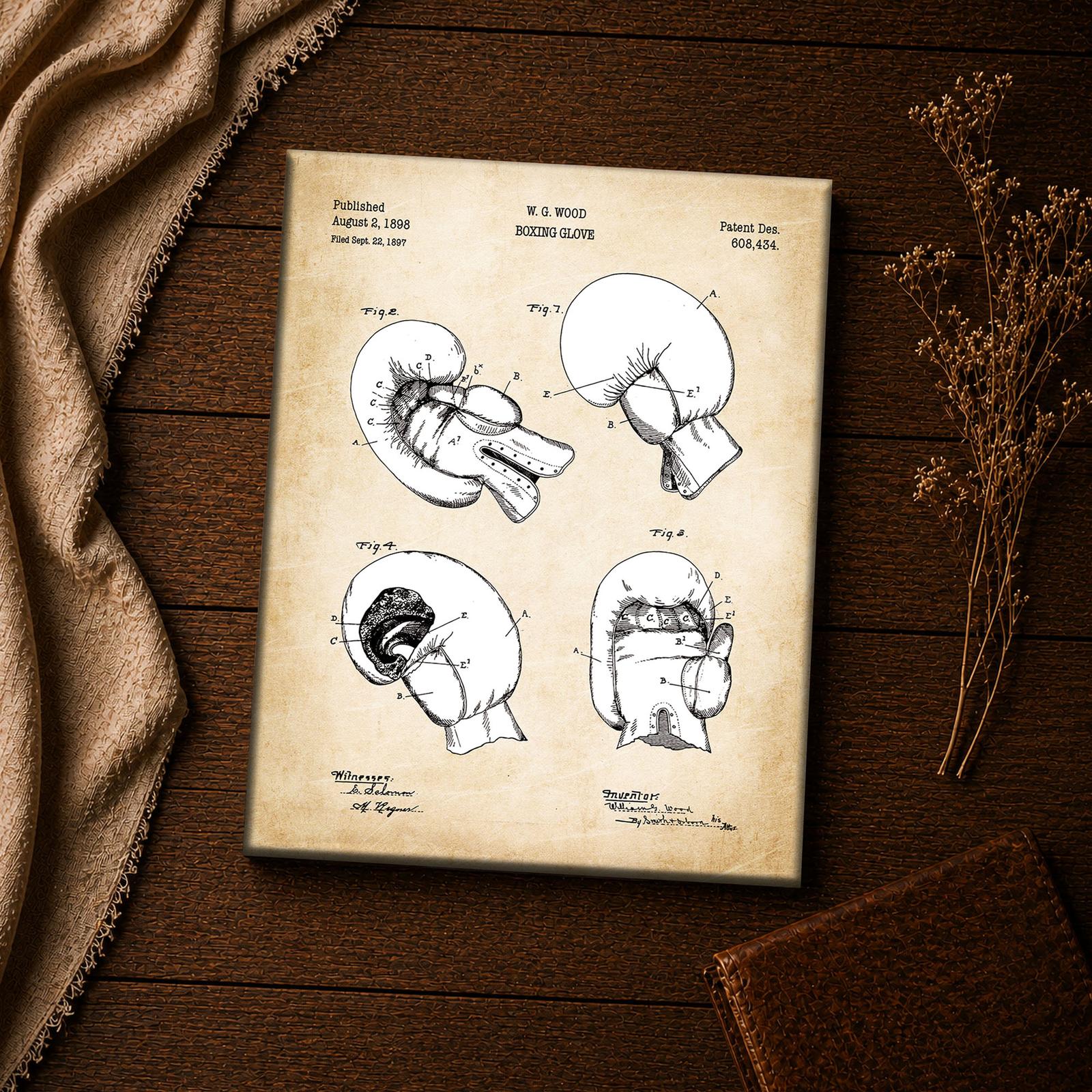 Boxing Glove patent detail canvas print - vintage sports wall art