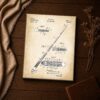 Game Room Patent Art Canvas Close-Up - Billiard Cue Patent Drawing