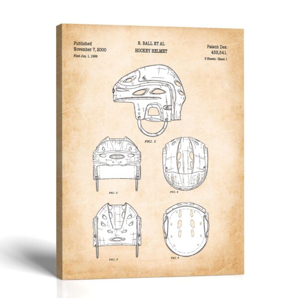 Hockey Helmet patent canvas print by Crossroads Home Decor