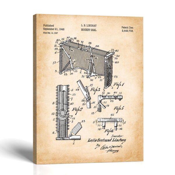 Hockey net patent canvas print by Crossroads Home Decor