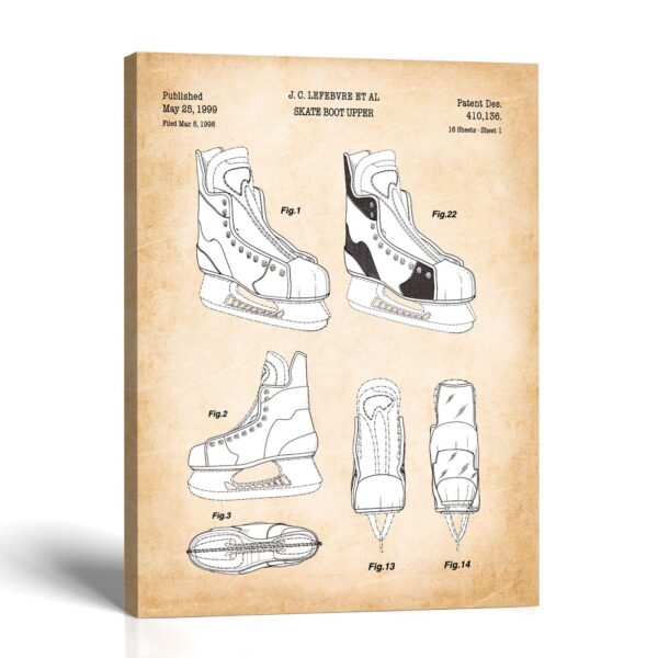 Hockey skate patent canvas print by Crossroads Home Decor