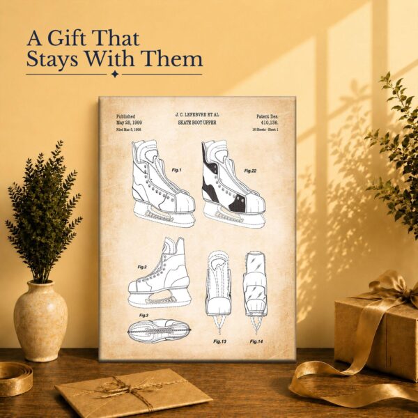 Hockey skate patent canvas print gift for a player or coach