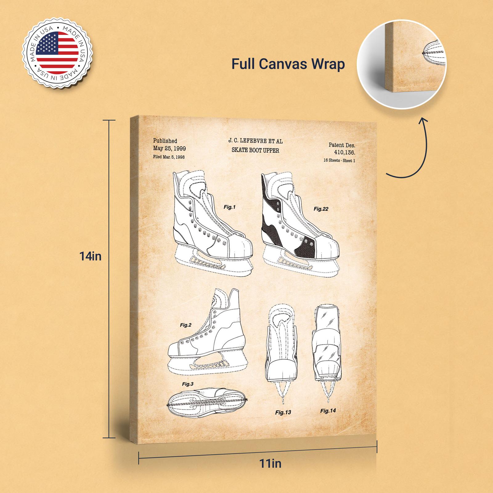 Hockey skate canvas print - gallery wrapped canvas edge detail