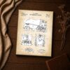 Ice resurfacing machine patent drawing canvas print closeup, hockey wall art