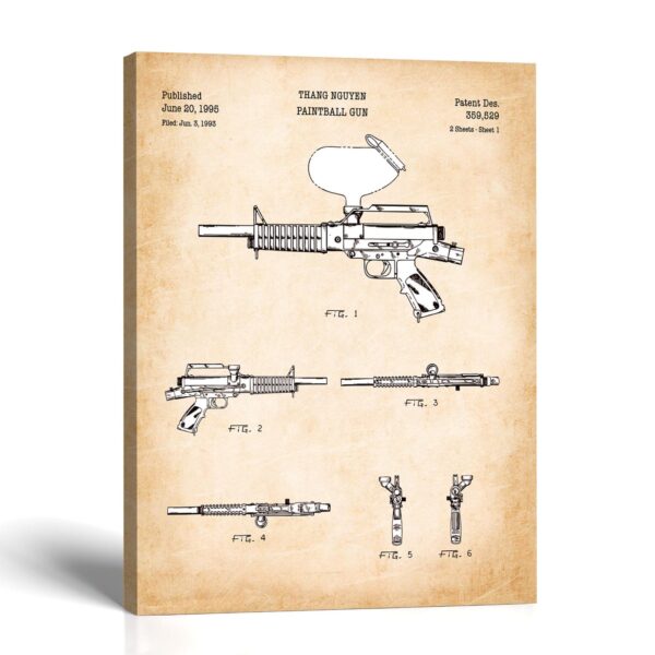 Paintball gun canvas print - Paintball Gun Patent Drawing by Crossroads Home Decor