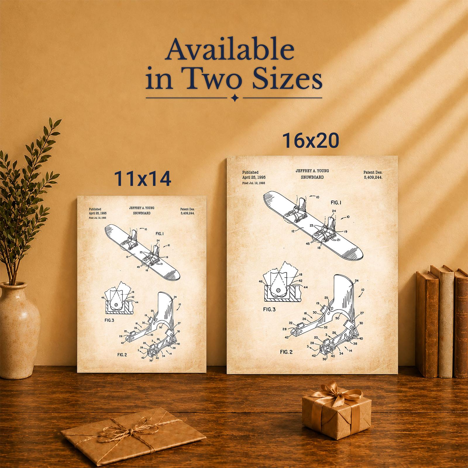 C2630C-5 Snowboard binding patent art - Made in USA family-owned vintage wall art