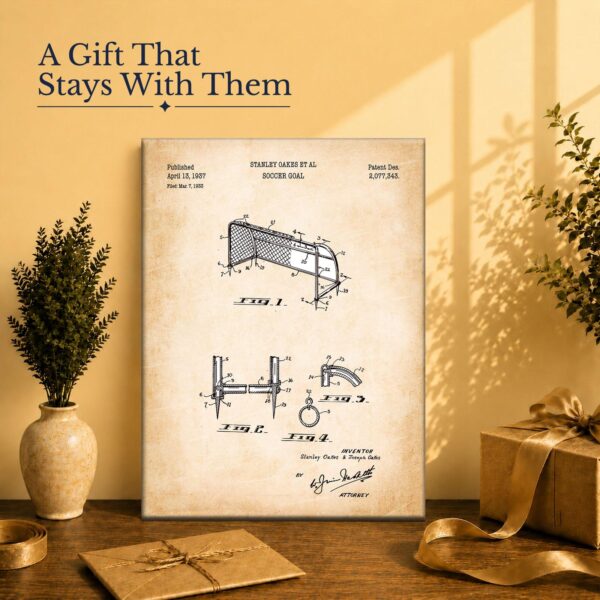 Soccer goal patent canvas print gift for a player or coach
