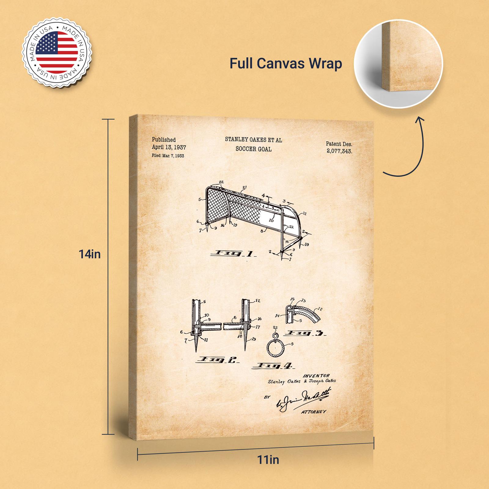 Soccer goal canvas print - gallery wrapped canvas edge detail