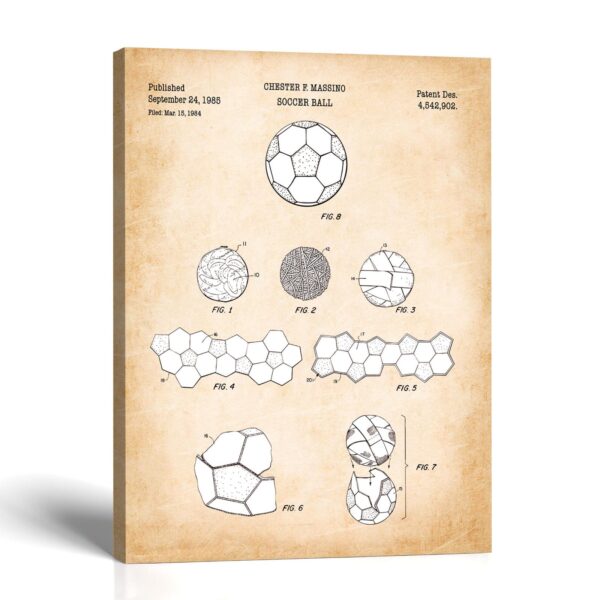 Soccer Ball canvas print - 1985 Patent Drawing by Crossroads Home Decor