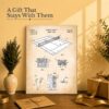 Tennis court patent canvas print gift for a tennis player or coach
