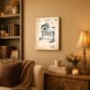 Horse jumping canvas wall art displayed in a den