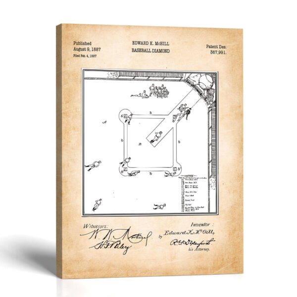 Baseball Diamond Patent Canvas Print by Crossroads Home Decor